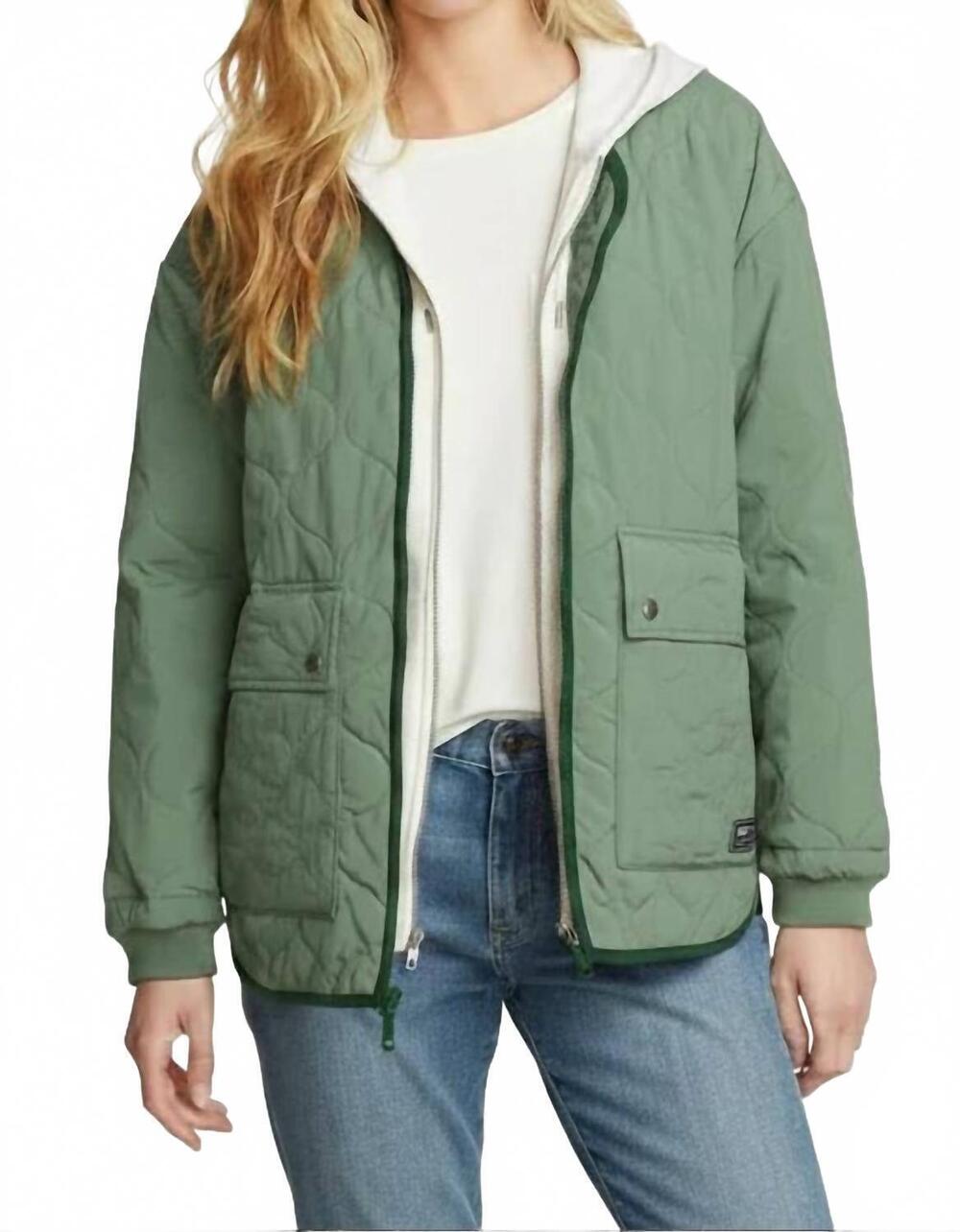NEW EDDIE BAUER wren full zip insulated polyfill jacket - plus in capers green